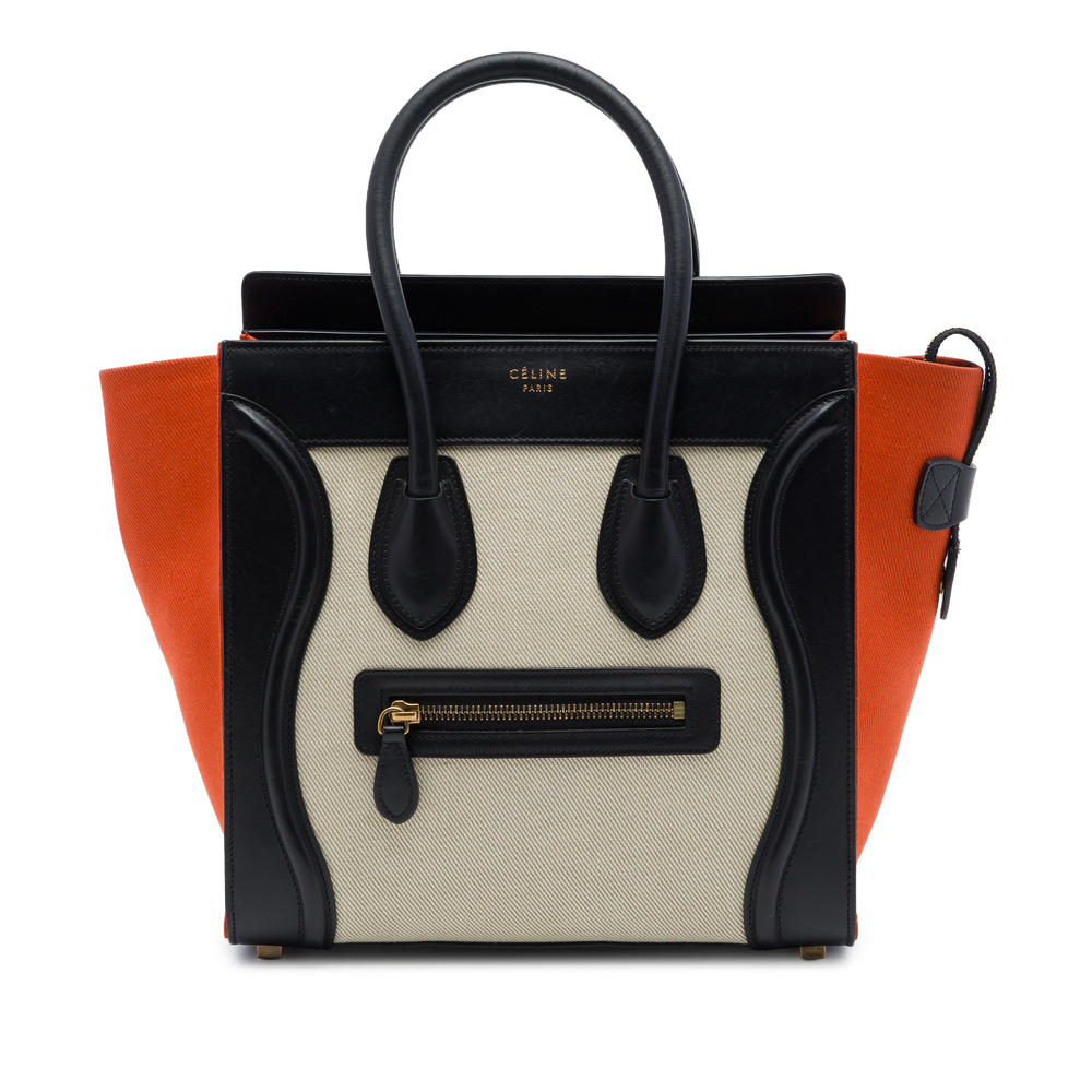 Pre-Loved Celine Micro Tricolor Canvas and Leather Luggage Tote